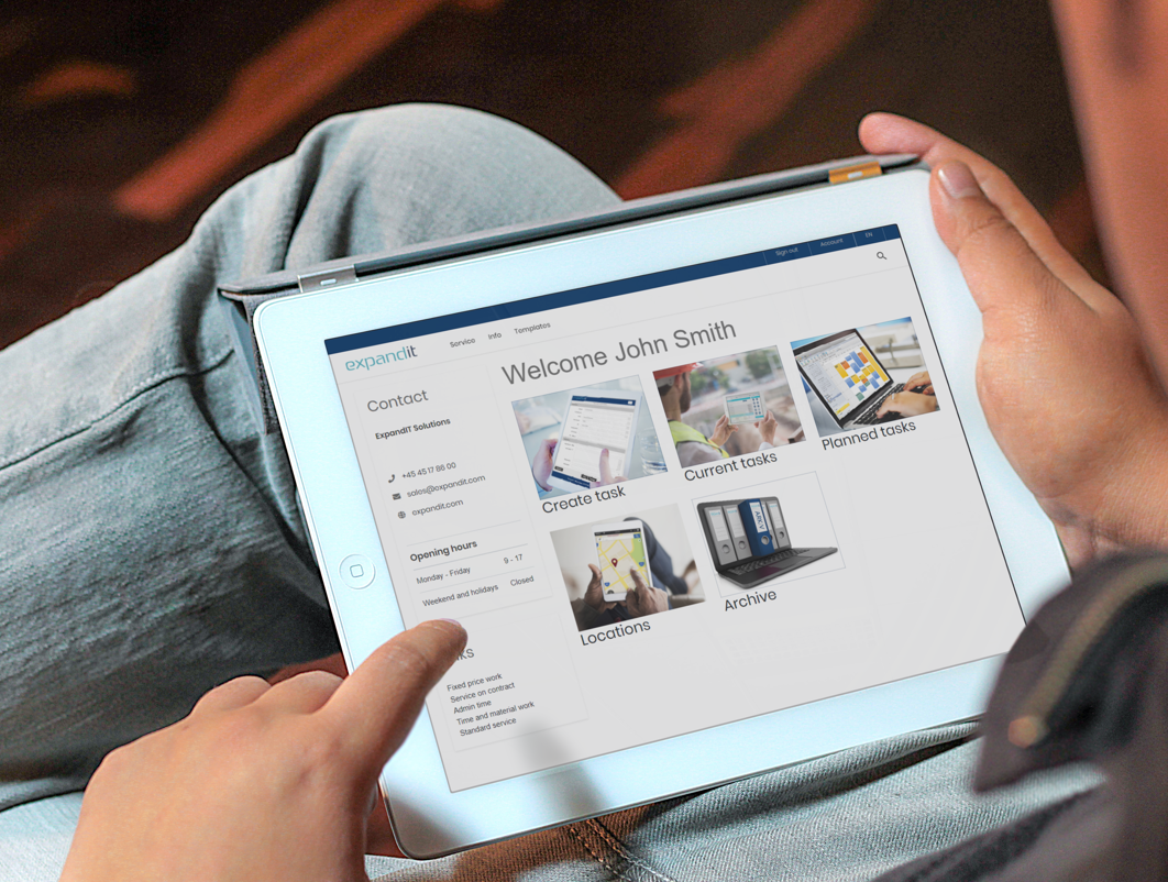 ExpandIT Service Portal on tablet